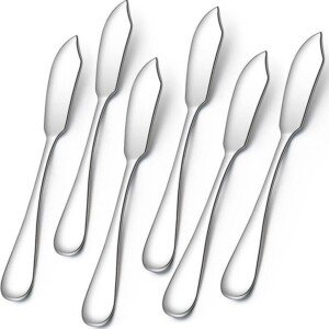 AOOSY Butter Knives Set of 6, Cheese Knife, Cheese Spreaders, 5.91 inches Cute Mini Stainless Steel Kitchen Knives for Toast Sandwich Cake Bread Breakfast(Silver)
