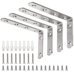YUMORE Shelf Bracket, Heavy Duty Stainless Steel Shelf Support Corner Brace Joint Right Angle Bracket