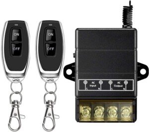 DONJON Wireless Remote Switch,AC 220V/230V/240V 30A Relay RF Remote Control Light Switche,for Pump Security Systems Door Curtain Gate Barriers etc with 328ft Long Range