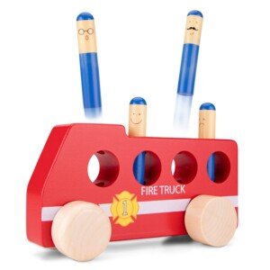 Woet New Classic Toys - Wooden Pop-Up Fire Truck - Fire Engine Wooden Toy for Kids, Pop Up Toy, Fire Engine Toys, Car Gifts for Children, Montessori Toy - Set of 1