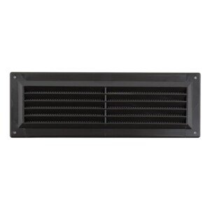 Map Louvre Vent Cover 9 x 3 (229mm x 76mm), Fixed Plastic Grille with Flyscreen to Cover Single Brick, Dark Brown