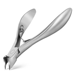 FERYES Toenail Clippers for Thick Nails, Toe Nail Clippers for Ingrown Hard Toe Nail Fingernail - Large Handle Stainless Steel Olecranon Fingernail Clipper, Silver