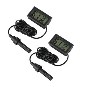 Digital Thermometer Hygrometer,INRIGOROUS Pack of 2 hygrometer thermometer Mini Probe Thermometers Temperature Humidity Gauge Meter for Reptile Incubator Aquarium Poultry office living room (2 Pack)