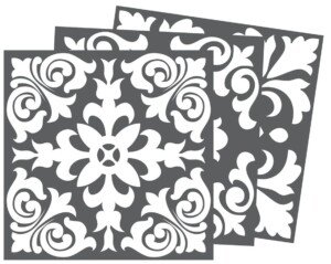WALPLUS Grey Tile Stickers Peel and Stick Wall 15x15cm(6") Adhesive Tiles for Walls Removable Stick on Kitchen Self Installing Tile Stickers for Kitchen Grey Spanish Renaissance 24 PCS