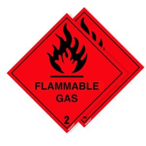 Pack of 2 Gas Sticker Self adhesive (100 x 100 mm) Waterproof Flammable Sticker for Workplace, Transport and Public Safety Areas Sara Prints®