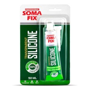 Front view of Professional Soma Fix Silicone Sealant - Flexible Silicone Tube for Wood, Parquet, Bathroom, Sink, Windows - Multi-Purpose, Wa