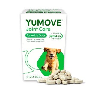 YuMOVE Joint Supplement for Dogs, Essential Dog Hip and Joint Support for Adult Dogs with Glucosamine, Chondroitin, Green Lipped Mussel, Aged 6 to 8, 120 Tablets