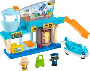 Fisher-Price Little People Toddler Toy Everyday Adventures Airport Playset with Airplane for Preschool Pretend Play Ages 1+ Years, HTJ26