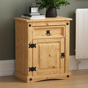 Vida Designs Rectangular 1 Drawer 1 Door Bedside Cabinet, Nightstand, Brown, 35 cm x 48 cm x 60 cm