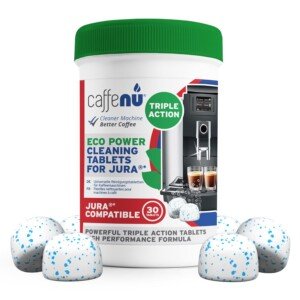 Jura Compatible Cleaning Tablets. 30 Coffee Machine Cleaner Tablets. Cleans Internal Parts, Portafilter, Inaccessible Areas.