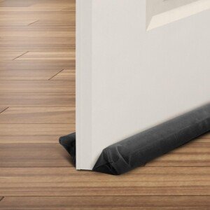 CUQOO Under Door Draught Excluder – Adjustable Door Draft Stopper for Gaps Up to 3.8cm, Noise & Wind Blocker, Double-Sided Door Seal for Front & Internal Doors, Foam Draft Excluder Cushion, Black