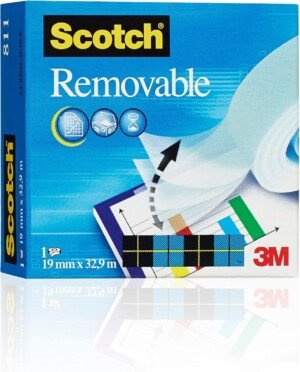 Scotch Removable Magic Tape 1 Roll 19 mm x 32.9 m - Repositionable Tape for Document Repair, Labelling & Sealing