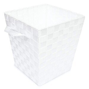 EHC Woodluv Woven Waste Paper Bin Basket With Hollow Handle - White