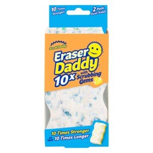 Scrub Daddy Eraser Daddy 10x, Magic Sponge Erasers, Strong & Durable Melamine Wall Cleaner, Dual-Sided Scrubber Pads, All Purpose Cleaning Sponges for Painted Walls, Magical Mark Remover, 2 Pack