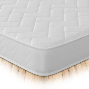 Starlight Beds Quilted Brick Sprung Hybrid Double Mattress with Memory Foam Layer. Soft Firmness, White, 18cm Deep. 4ft6 Mattress (135cm x 190cm)