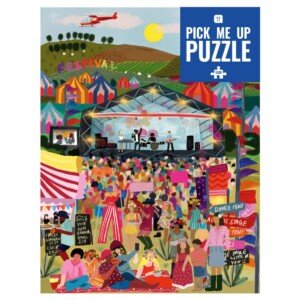 Talking Tables 1000 Piece Festival Puzzle for Adults with Matching Poster & Trivia Sheet | Colourful Jigsaw Illustrated Design, Gift for Music Lovers, Glastonbury, Coachella, Blue, (PUZZ-PMU-FESTIVAL)