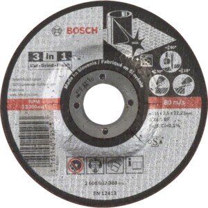 Bosch 1x PRO Stainless Steel and Metal 3-in-1 Disc for Small Angle Grinder and Bore 22.23 mm (for Steel, Stainless steel, Ø 115 mm, Professional Accessory Small Angle Grinder)