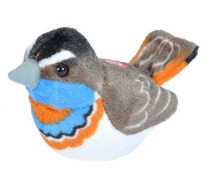 Wild Republic Birds Bluethroat with authentic Bird Sound, Soft Toy for Kids, 13cm, Blue-grey-orange