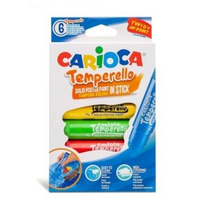 Carioca 42739 Temperello Poster Paint Stick (Pack of 6), Assorted Colours, C4742739