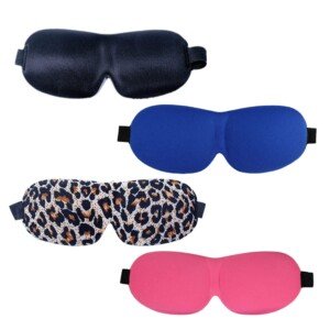 4 Pack Blackout Sleep & Eye Mask 3D Contoured Design for Deep Sleeping Sleeping Mask for Travel Nap Yoga Straps for Comfort & Adjustability, Eye Cover for Sleeping Unisex (4 Pack)