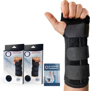Doctor Developed Wrist Support Right hand, Wrist Brace Right Hand with Handbook, Hand Splints for Carpal Tunnel, Wrist Pain, Arthritis (Left Hand)