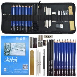 Drawing Pencil Artist Drawing Material Kit, Art Supplies with Sketching Graphite Pencils & Charcoal Pencils for Kids, Adults Professional, 36 Pieces