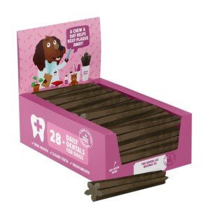 Denzel's Dog Dental Sticks - Dental Chews for Small Dogs & Puppy - Salmon & Spearmint (Pack of 28)