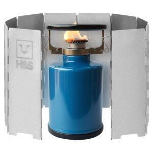 H&S Foldable Camping Stove Windscreen - Outdoor Camping Stove Windshield & 10 Aluminium Plates, Windbreak