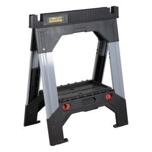 STANLEY FATMAX Telescopic Work Bench Saw Horse Twin Pack, Heavy Duty Multi-use Metal Adjustable Height, 1-92-980