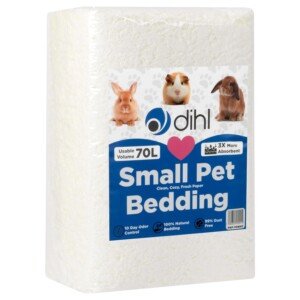 Front view of Dihl 70 Litre, White, Super Absorbent Paper Bedding for Small Animals, ideal for pet habitats