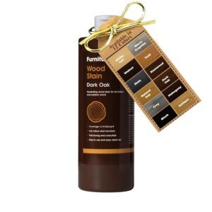 Furniture Clinic Wood Stain (Dark Oak) – Fast Drying, Highly Concentrated, and Easy-to-Apply Wood Stain for All Indoor & Outdoor Wood – Water Based & Non-Toxic – 500ml