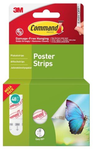Command Poster Strips, Value Pack - 48 Adhesive Strips, White - Ideal for Hanging Posters, Schedules, Calendars or Pictures Without Frames - Damage Free Hanging