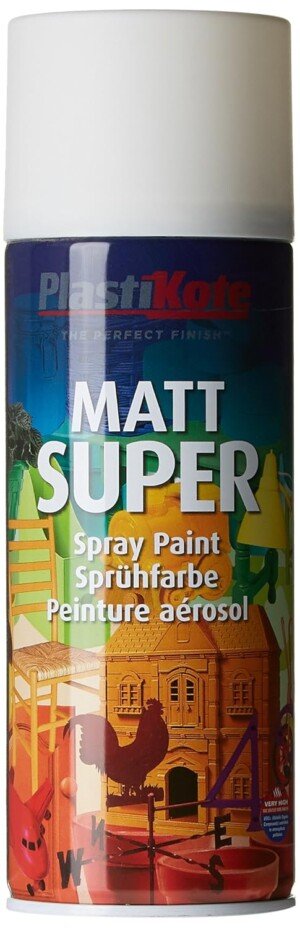 Plasti-kote 3100SE 400ml Super Matt Spray Paint - White ( Packaging May Vary)