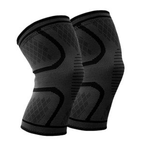 Knee Support (Pair) Anti Slip Knee Brace Elastic Breathable Knee Compression Sleeve Help Joint Pain Relief for Arthritic Sufferer and Recovery from Injuries Fit for Sports (M, Black)