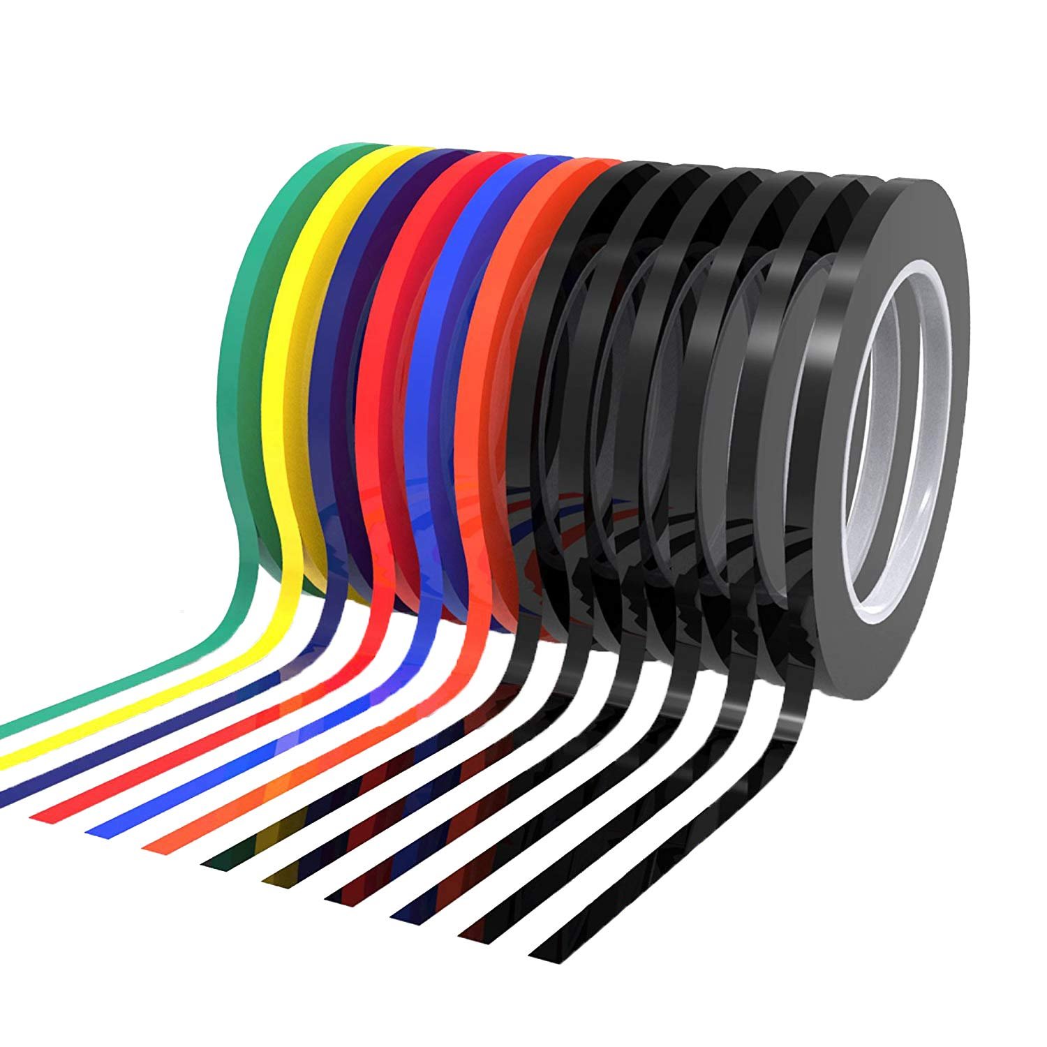 Graphic Chart Art Tapes,12 Rolls 3mm Colored Self-Adhesive Whiteboard Thin Pinstripe Art Tape Dry Erase Board Grid Tape Lines Tape Marking Tapes
