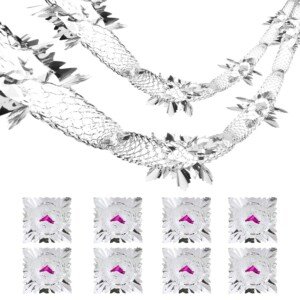 8pcs Silver Foil Christmas Ceiling Decorations Foil Garland Indoor 80s 90s Retro Christmas Decorations for Xmas Party Festive