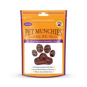 Pet Munchies Liver and Chicken Dog Training Treats, Grain Free Tasty Bites with Natural Real Meat, Low in Fat and High in Protein 150g