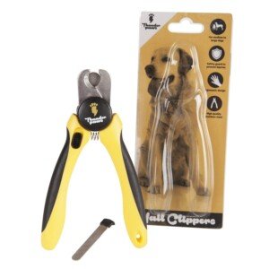 Professional-Grade Dog Nail Clippers with Protective Guard and Safety Lock (Medium to Large Breeds, Yellow)