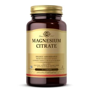 Solgar Magnesium Citrate Tablets - Pack of 60 - Supports The Nervous System - Energy Release - Reduces Tiredness and Fatigue - Vegan and Gluten Free