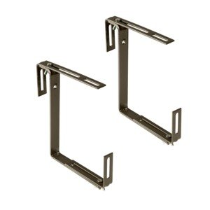 Window Box Brackets in Brown - Flower Box Holder for Mounting on Balconies, Windowsills, or Fences - 2-Fold Adjustable Balcony Brackets