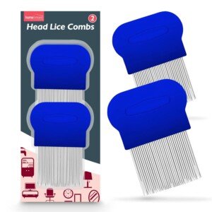 SOL 2pk Head Lice Combs for Kids & Adults - Metal Nit Comb with Micro Precision Teeth for Nits Removal - Gentle on Scalp, Suitable for All Hair Types, Comfortable Grip, Easy to Clean, Great for Fleas