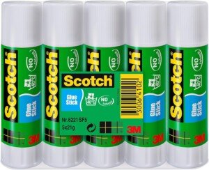 Scotch Permanent Glue Stick Solvent-free, 1 Pack of 5 Glue Sticks, 21g each - Water-based Strong-Hold Adhesive Stick for Arts & Crafts