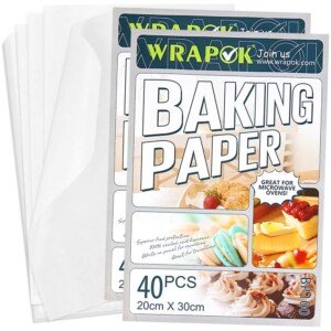 Baking Parchment Paper Greaseproof Cooking Sheets White Non-Stick Pre-Cut Liners for Kitchen Home, 8 x 12 Inch (80 Count)