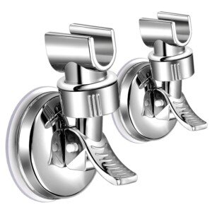 2PCS Shower Head Holder Adjustable Removable Shower Wall Holder Bracket Suction Cup Shower Head Bracket No Drilling for Home Hotel Bathroom