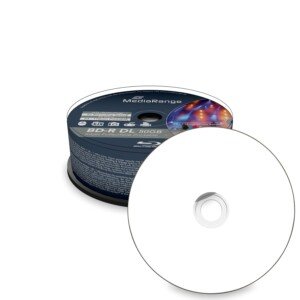 MediaRange BD-R Dual Layer 50GB 6x Write Speed, Full Surface Printable, Cake Box of 25
