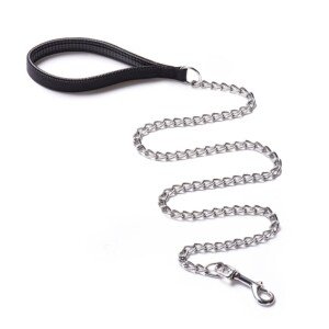 CtopoGo Heavy Duty Dog Leash Chain Anti-bite Metal Dog Lead with PU Leather Handle Pet Traction Rope for Puppy Small Medium Large Dogs (180cm)