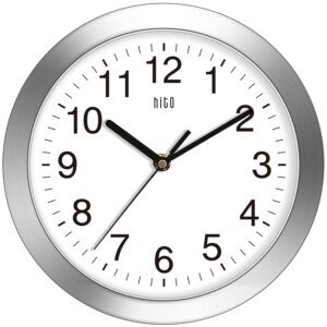 hito Silent Wall Clock for Living Roon, Kitchen, Bedroom, with Glass Cover Silver Aluminum Frame- 10 inches