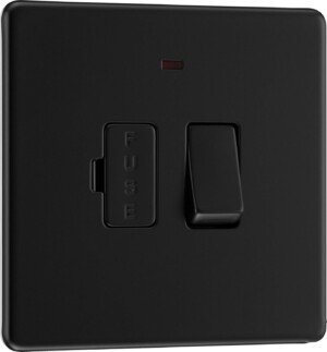 BG Electrical Switched Fused Connection Unit with LED Power Indicator, Fused Spur Switch, Double Pole, Screwless Front Plate, Slim Profile, Premium Flatplate, Matt Black, 13A, FFB52