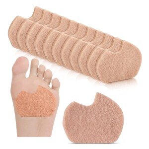 20 Pieces Foot Pads Foot Insert Pads Metatarsal Felt Foot Pad Adhesive Foot Cushion Pads for Men Women Shoes Heel Insoles Forefoot Support Sesamoid Pad for Foot Pain Relief