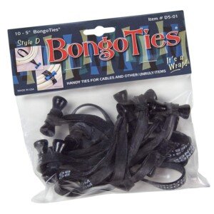 D501K Style D Obsidian Black Tip Bongo Ties (5") (Pack of 10)